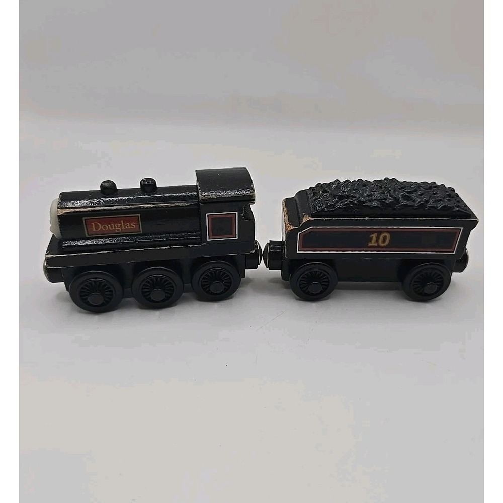 Thomas & Friends DOUGLAS & TENDER Wooden Railway #10 Train Black Engine Wood GUC